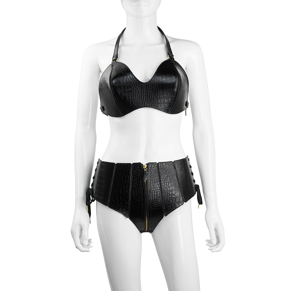Crocodile Bra & Hotpants Set