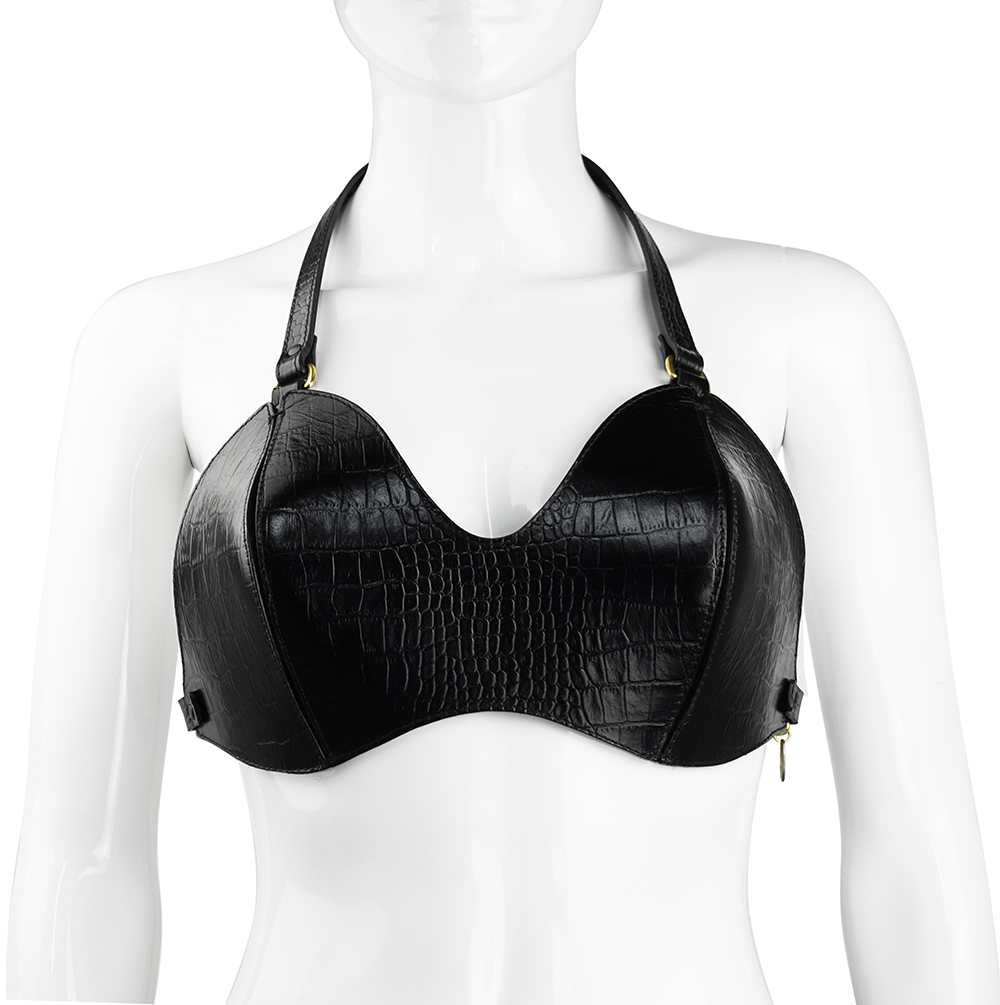 Black Crocodile Bra Top