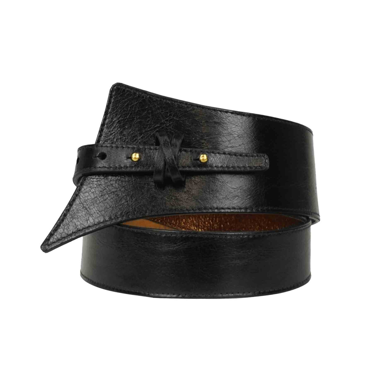 Tapered Lacquered Leather Hip Belt - Gallery 58
